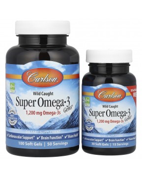 Carlson Labs, Wild Caught Super Omega-3 Gems,  высокоэффективная омега-3 из морской рыбы, 600 мг, 100 плюс 30 капсул Carlson Labs, Wild Caught Super Omega-3 Gems,  высокоэффективная омега-3 из морской рыбы, 600 мг, 100 плюс 30 капсул